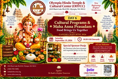 Ganesh Chaturthi Day 6 Cultural Programs and Maha Anna Prasadam flyer