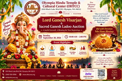 Ganesh Visarjan and Sacred Ganesh Ladoo Auction flyer